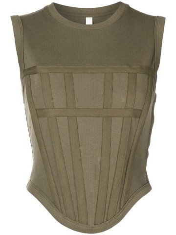 Dion Lee - Ribbed corset tank top - women - Elastane/Cotton - L - Green