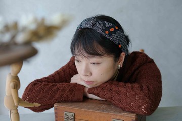 和服改製手工髮箍-日本傳統紋樣幾何鹿仔紋-黑白-扭結款