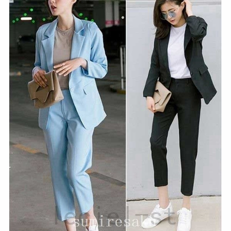 2点春レディーススーツセット長袖ジャケット9分丈パンツol通勤スーツファッション2点セットシンプルフォーマルスーツ細身 通販 Lineポイント最大get Lineショッピング
