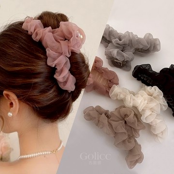 【Gulicc】古莉可 髮夾 法式慵懶浪漫網紗髮夾