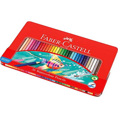 Faber Castell Watercolour Pencil Set of 36 Assorted Colour Tin Case 並行輸入