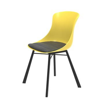 (組合) 特力屋 萊特椅 黑金屬腳架/黃椅背/灰座墊
