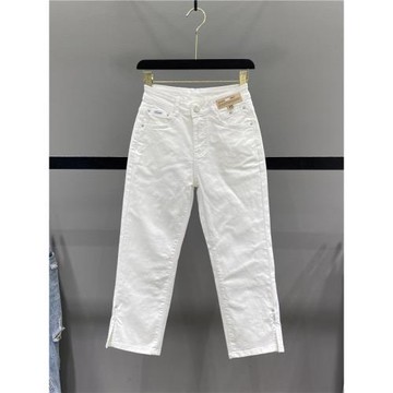 白色百搭顯瘦開叉休閑八分直筒褲