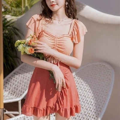 水着レディースワンピースタンキニ体型カバー水泳服ワンピース水着スイムウェアバストアップカップ付き上下２点セットビーチウェア送料 通販 Lineポイント最大get Lineショッピング