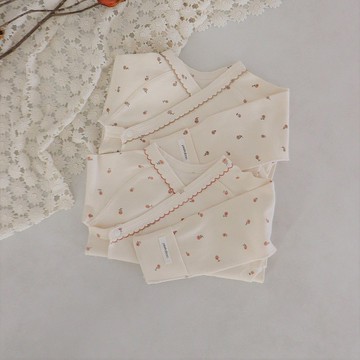 韓國果子碎花設計拼色車線領口新生兒套裝 •Lolly Newborn Set•