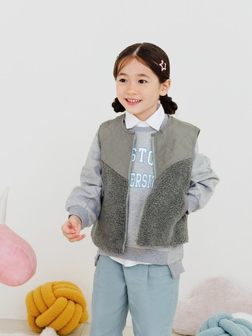 羊羔毛拼接鋪棉保暖背心外套