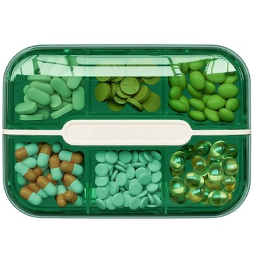 荷生活 大容量抽蓋式藥品收納盒 獨立分格密封防潮便攜藥盒-四格1入