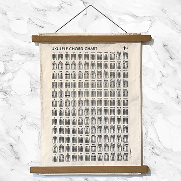 Guitar Player 手工絹印烏克麗麗和弦掛布 Ukulele Chord Chart