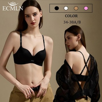 ECMLN 女士無線聚攏文胸無縫襯墊文胸裸色粉底色調舒適日常內衣