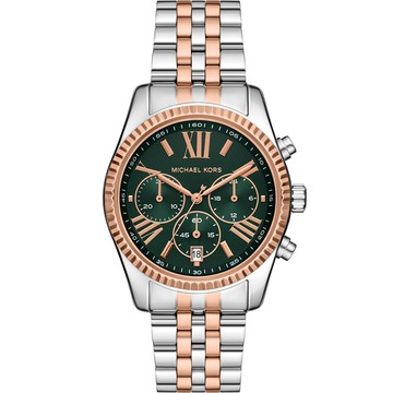 Michael Kors MK Lexington 羅馬三眼計時手錶-綠/38mm MK7610