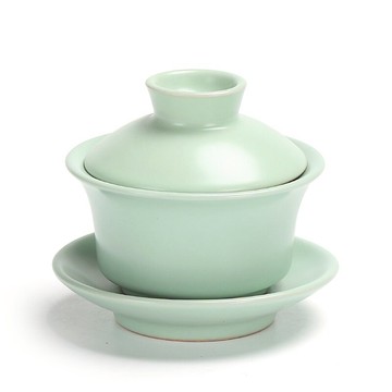 汝窯蓋碗茶備陶瓷功夫茶具三才碗三才杯開片可養泡茶器