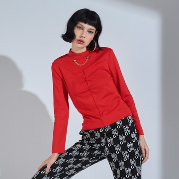 CLL巧玲瓏 皺褶感鍊條長袖上衣 0333310