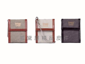 限時 滿3千賺10%點數↘ | ~雪黛屋~troop英國經典帆布休閒短夾 附防竊盜鍊條設計防水可刷洗好保養100%純棉 TRP0248