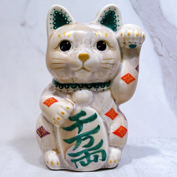 【晶杏千万】日本清水燒招財貓 | 花結晶杏 千万両  特大 左