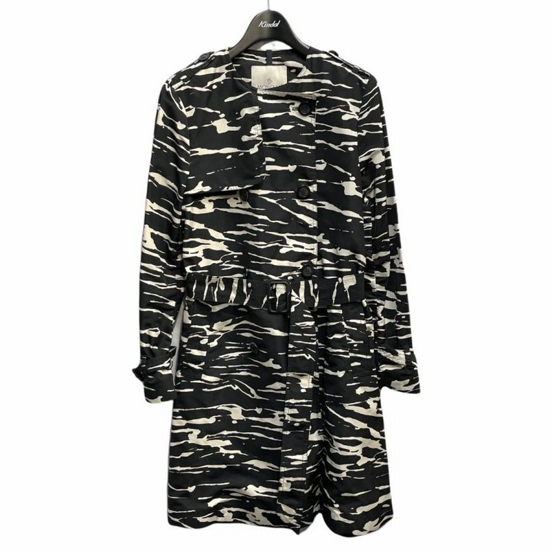 MONCLER PETRA GIUBBOTTO 総柄コート ブラック×ホワイト サイズ  