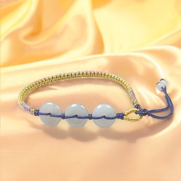 【願‧平安】冰種翡翠平安扣編織手鍊 | 天然緬甸A貨翡翠 | 送禮