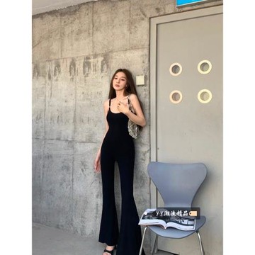 黑色西裝喇叭褲女冬季高腰顯瘦修身小個子垂墜感微喇時髦馬蹄褲子