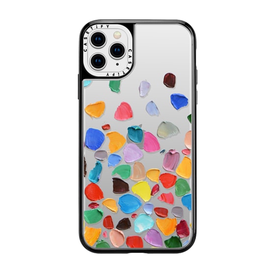 CASETiFY iPhone 11 Pro Max Grip Case White Camera Ring - Rainbow Pebbles