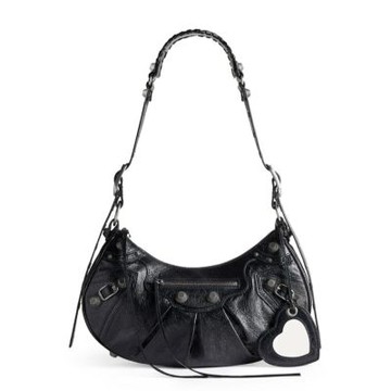 BALENCIAGA 巴黎世家 Le Cagole S 羊皮 機車包 半月包 斜背包 肩背包 黑色 671307