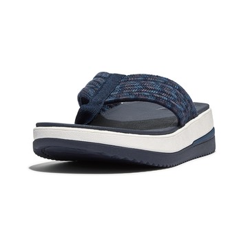 FitFlop SURFF ART-WEBBING TOE-POST SANDALS運動風織帶夾腳涼鞋-女(午夜藍白色)
