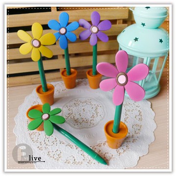 小花盆栽筆 花朵盆栽造型原子筆 太陽花盆栽筆 圓珠筆 文具用品 贈品禮品