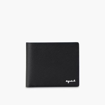 agnes b.Voyage 皮革 短夾 黑色