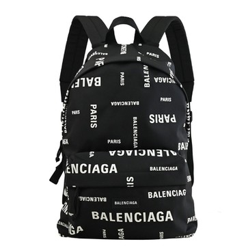 BALENCIAGA 滿版品牌印花LOGO個性雙肩後背包(黑)