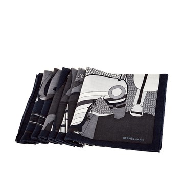 HERMES 愛瑪仕 經典Pour Sortir scarf 100方巾/領巾 (炭灰色 / 淺灰色 / 海軍藍)