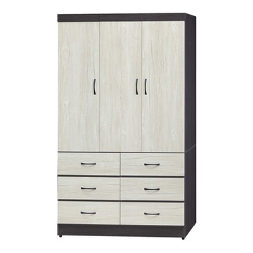 文創集 向佐 雙色三門3.9尺六抽衣櫃-116x56x196cm免組