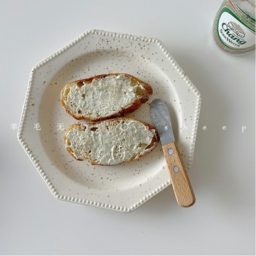 羊毛無奶 ins風餐具家用西餐盤陶瓷意面盤啞光簡約八角盤子