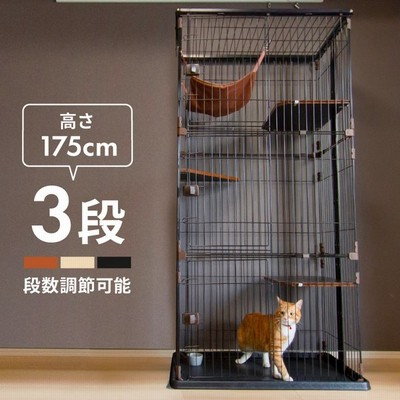 本店は 特売中人気な 猫 キャットケージ 3段 木製フレーム脱走防止 ねこ Cat 猫用品 Cronoslab Org