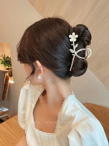貓眼花朵抓夾女夏季大號后腦勺盤發鯊魚夾頭飾夾子網紅年新款