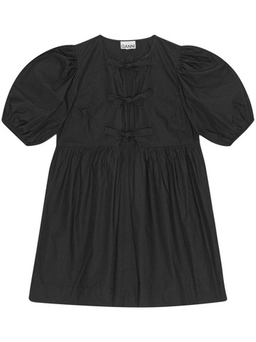 GANNI - Cotton Poplin Tie String Mini Dress - women - Organic Cotton - 36 - Black