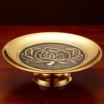 圓通佛具供盤佛前水果盤純銅家用供佛貢盤財神爺供奉供佛盤招財