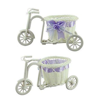 塑料編織小花車花籃插花花器家居裝飾花盆桌面收納婚慶店面擺件 手工編織 收納 擺飾 壁掛花盆 吊籃花盆 壁掛花器 編織花盆