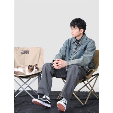 NINPURE 重磅做舊水洗牛仔外套男士秋季新款寬松潮牌工裝夾克上衣