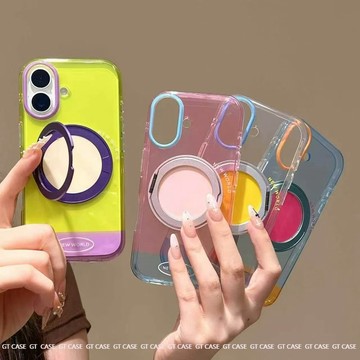 馬卡龍純透色 雙層360旋轉  適用於iphone17 16 15 promax 保護殼 IP17pro雙色一體支架殼