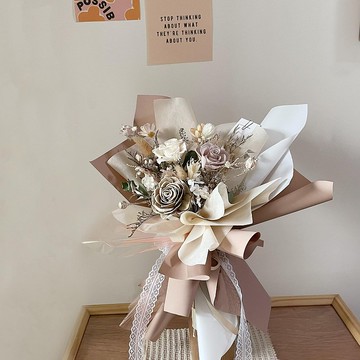 【情人節花束】奶茶色 七夕送禮 永生花束 情人節禮物 告白 七夕