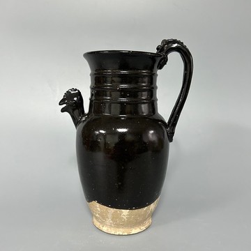 唐黑釉雞首執壺