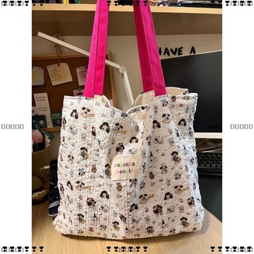 超實惠 手提包 單肩包 韓系大容量通勤包包女新款學生可愛卡通托特包百搭上課單肩包