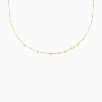 迷你點點月亮石短項鏈 Choker - 天然石項鏈 - 歐美 - 金色短頸鍊