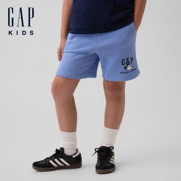 【GAP】GapKids × Disney迪士尼米奇老鼠寬鬆套穿式Logo短褲-迪士尼家族風信子紫(886726)