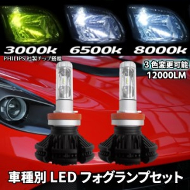 車種別 LED フォグランプ【 ムーヴ L17#S.18#S H18.10～H22.11 H8/H11/H16 】車検対応 イエロー/ホワイト/ブルー  3色着替可能 12000LM | LINEショッピング