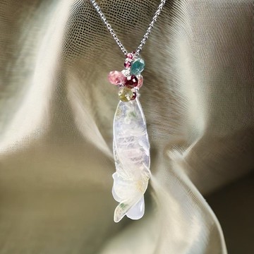 冰三彩翡翠年年有魚項鍊 | 天然緬甸玉翡翠A貨 | 送禮