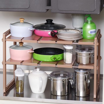 多功能伸縮家用廚房用品下水槽瀝水置物架落地多層櫥柜儲物收納架