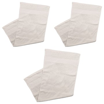 來福牌 蓬鬆紗 竹編緞條毛巾 美國棉 33x78公分  白色  3條