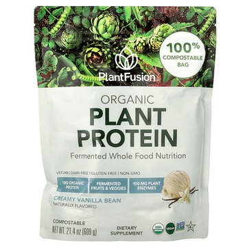 PlantFusion, 有機植物蛋白質，奶油香草豆，21.4 盎司（609 克）