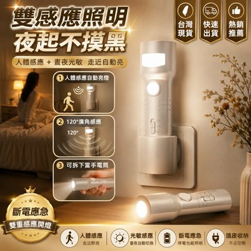 【免運🏆保固三年】充插兩用手電筒 感應燈 人體感應燈 智能小夜燈 便攜手電 自動感應燈 插電感應燈 照明燈 鋰電池手電