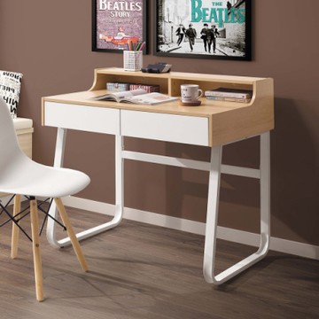 Boden-黛恩3尺二抽書桌/工作桌(白色腳座)-90x58x88cm