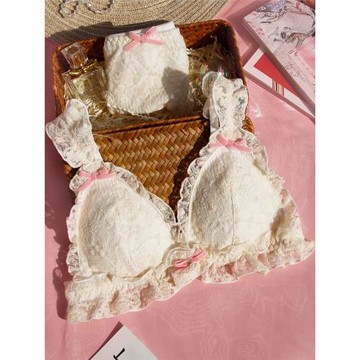 日系少女文胸套裝蕾絲無鋼圈薄款蟋蟀的內衣可愛性感洛麗塔小胸罩